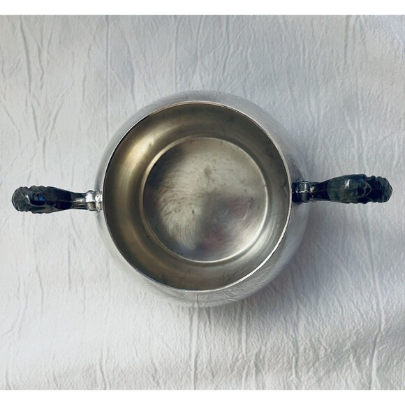 Sheridan Silver On Copper Open Sugar Bowl With Ornate Handles 2.5" Tall Vintage - Picture 5 of 9